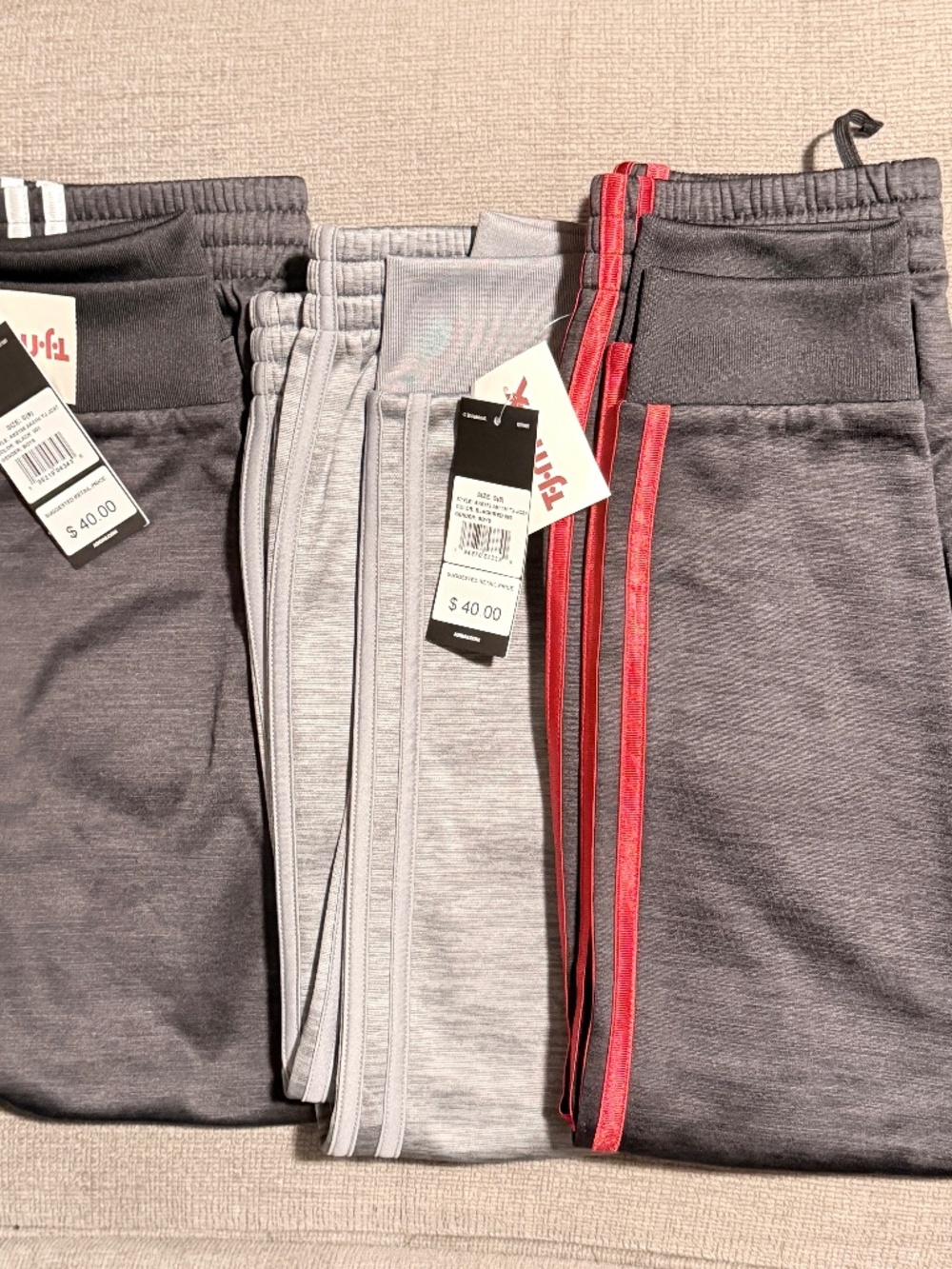 3 Adidas sweatpants, Kid 8, NWT